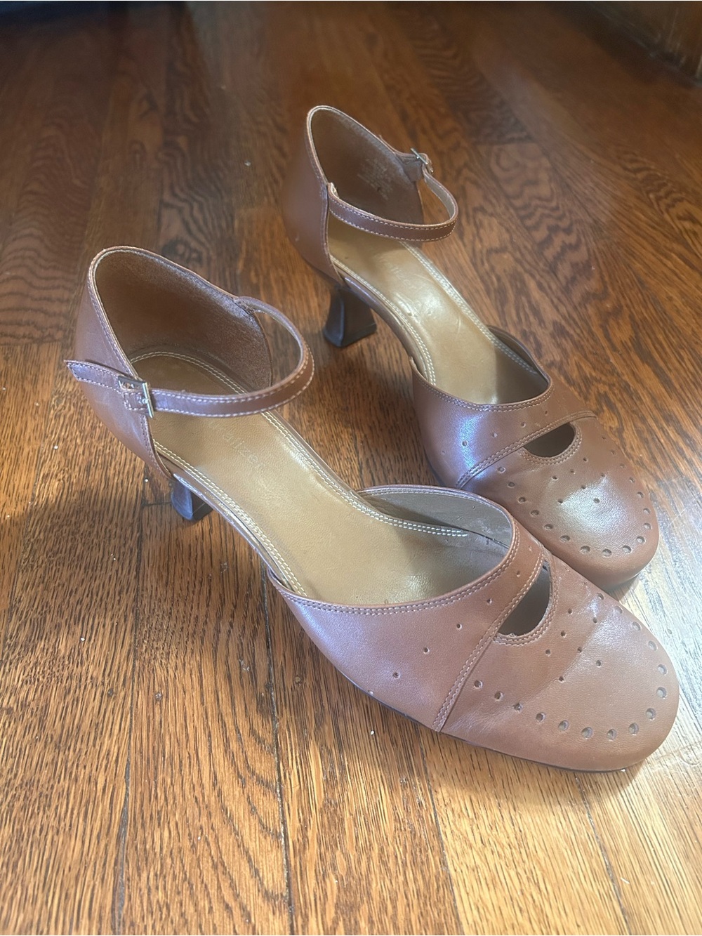 Naturalizer Brown Ankle-Strap Kitten Heels
